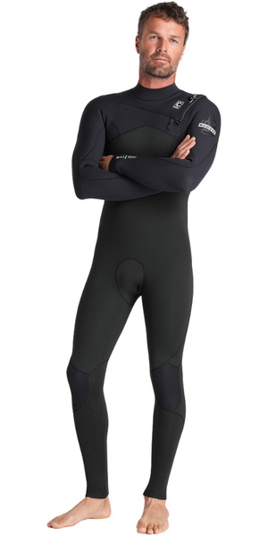 2026 C-Skins Mens Nuwave Session 4/3mm Chest Zip Wetsuit C-NSE43MCZ - Black / Black X / Silver